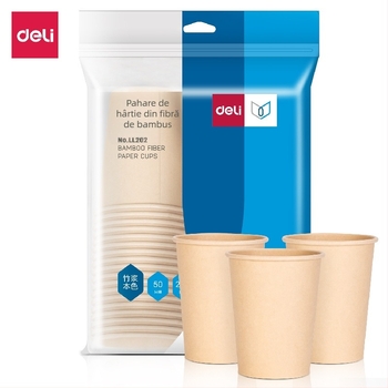 Deli LL202 Pahare de hârtie în culoare naturală, 228 ml, 50 bucăți pe pachet