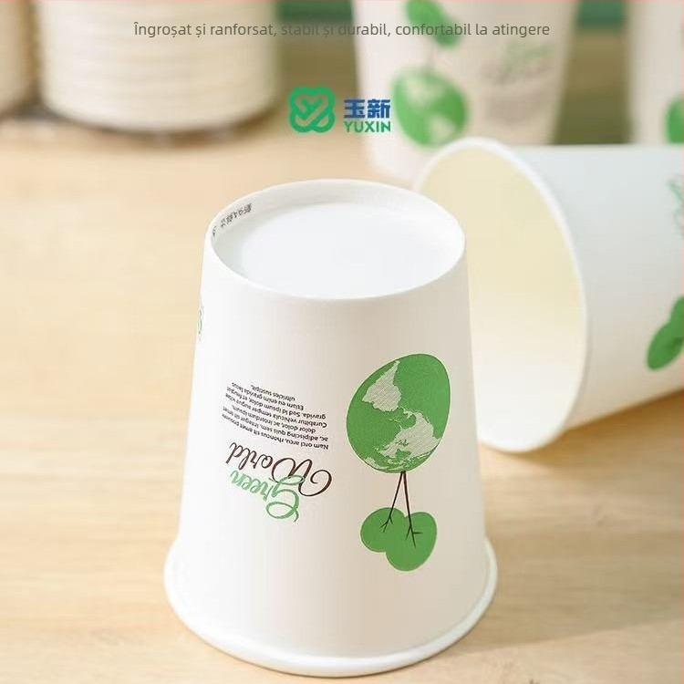 100 pahare din hârtie, de unică folosință, pentru băuturi calde (cafea și ceai), laminate, capacitate sub 100 ml, pentru birou sau utilizare acasă
