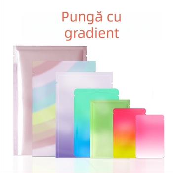 Pungă goală cu gradient de culoare, auto-sealantă, pungă plată opacă cu acoperire din aluminiu pentru măști, ambalaj pentru cutii cu surprize, personalizare