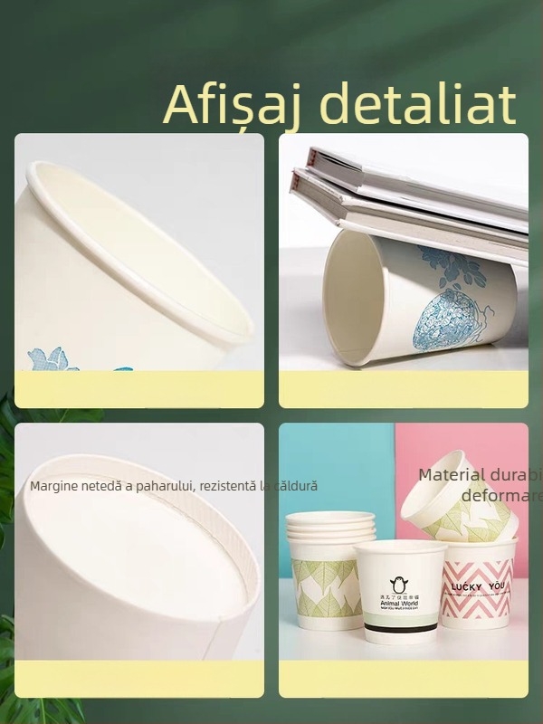 Cani de unică folosință din hârtie pentru băuturi calde, întărite și îngroșate, colorate, pachet de 50 de bucăți, capacitate 301–400 ml