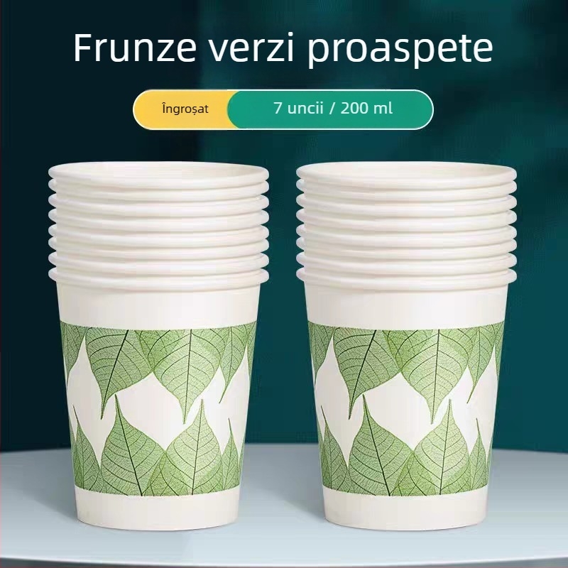 Cani de unică folosință din hârtie pentru băuturi calde, întărite și îngroșate, colorate, pachet de 50 de bucăți, capacitate 301–400 ml