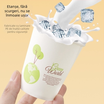 50 pahare de hârtie rezistente la temperaturi înalte pentru ceai și milk tea, fără scurgeri, groase, 201-300 ml