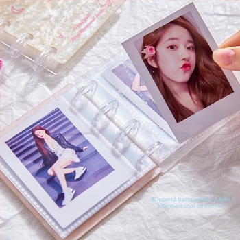 Ins-Style Dreamy Galaxy: album pentru carduri cu copertă din acril, format One-Grid, mini album foto 3 inch, nasture ciupercă