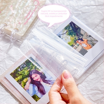 Ins-Style Dreamy Galaxy: album pentru carduri cu copertă din acril, format One-Grid, mini album foto 3 inch, nasture ciupercă