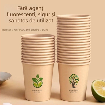 Pahare de hârtie de unică folosință, culoare solidă, groase și rezistente, pentru băuturi calde acasă sau la birou, 180-200 ml, 50 bucăți pe ambalaj