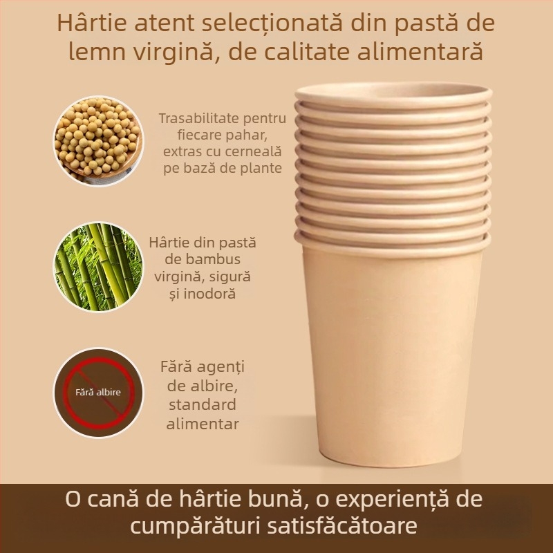 Pahare de hârtie de unică folosință, culoare solidă, groase și rezistente, pentru băuturi calde acasă sau la birou, 180-200 ml, 50 bucăți pe ambalaj