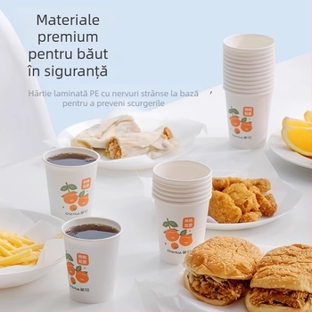 Camellia pahar de hârtie, unică folosință, gros pentru cafea, utilizare în birou, 218 ml milk tea cup