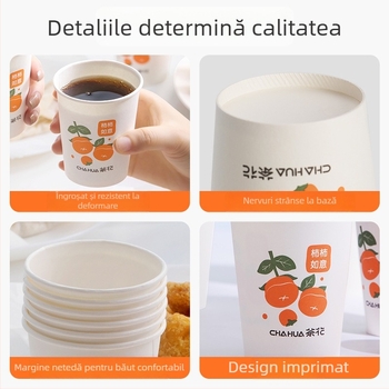 Camellia pahar de hârtie, unică folosință, gros pentru cafea, utilizare în birou, 218 ml milk tea cup