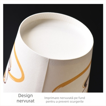 Ceașcă de cafea din hârtie, de unică folosință, cu acoperire, 201–300 ml, pentru băuturi calde, compatibilă cu microundele