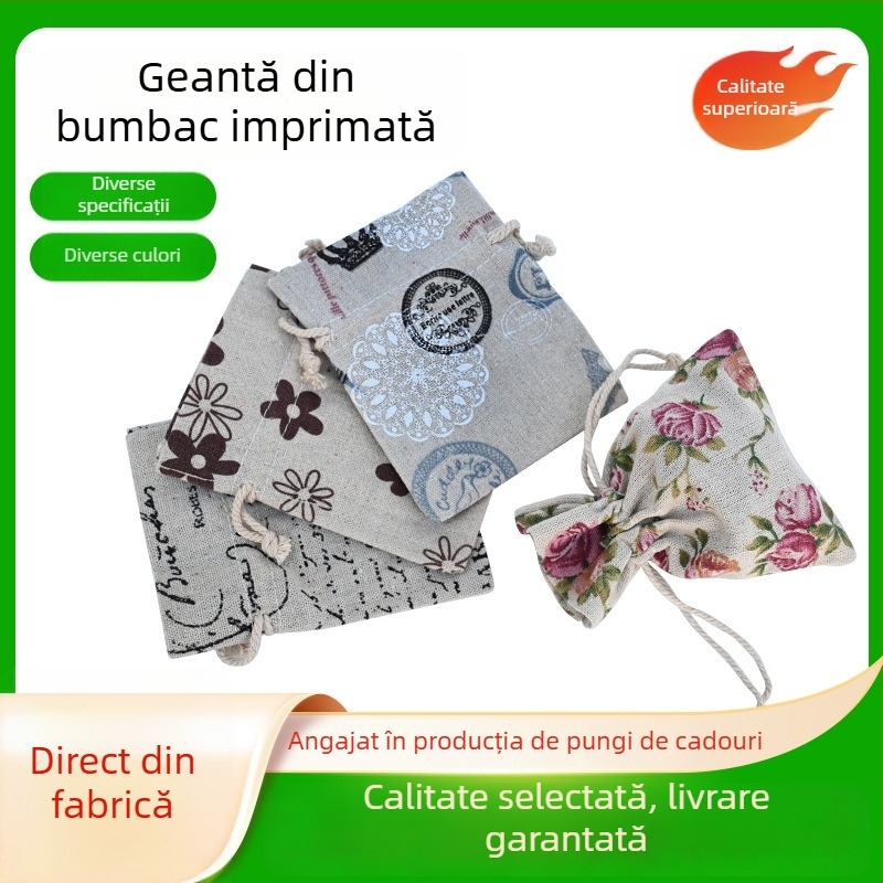 Sacoșe de bumbac imprimate creativ, pentru cadouri de petrecere, saci portabili cu șnur pentru ambalarea bijuteriilor și bomboanelor
