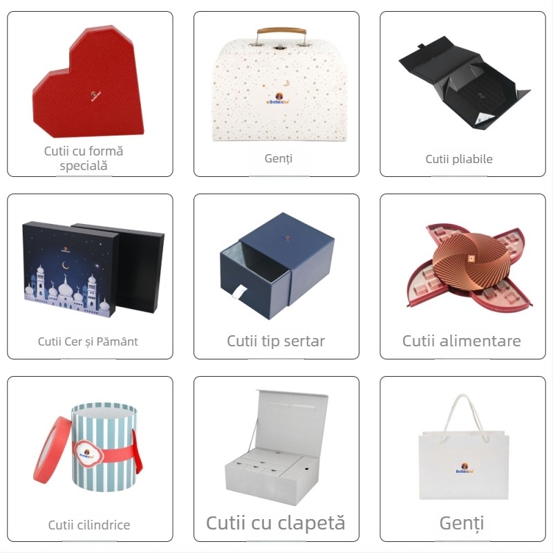 Cutii cadou premium, personalizate, cu formă unică pentru produse de patiserie, bomboane și ciocolată.