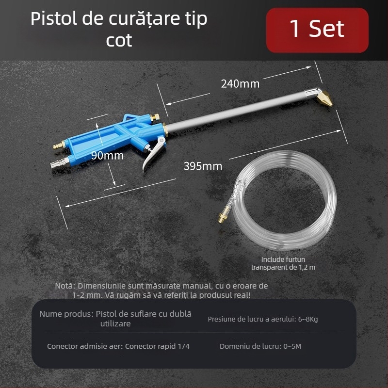 Pistol pneumatic de curățare, cu reglaj al presiunii aerului, jet de înaltă presiune pentru spălarea mașinii