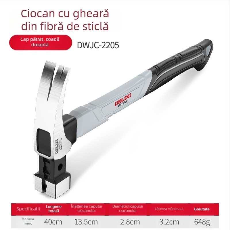 Cioc Delixi cu gheare, multifuncțional pentru tâmplărie, cap din oțel turnat și mâner din oțel inoxidabil, design integrat