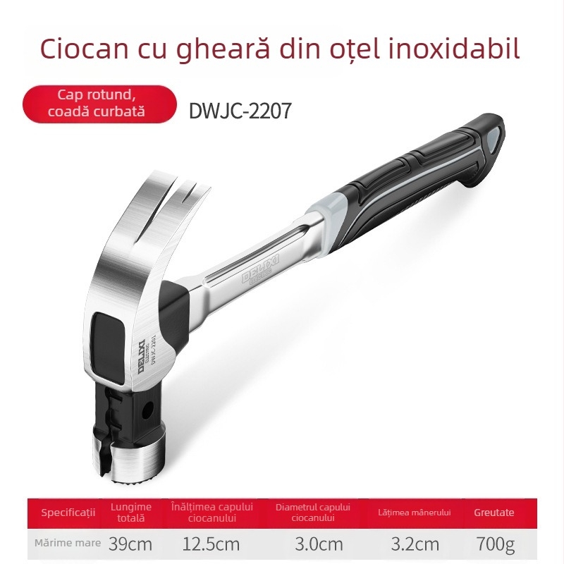 Cioc Delixi cu gheare, multifuncțional pentru tâmplărie, cap din oțel turnat și mâner din oțel inoxidabil, design integrat