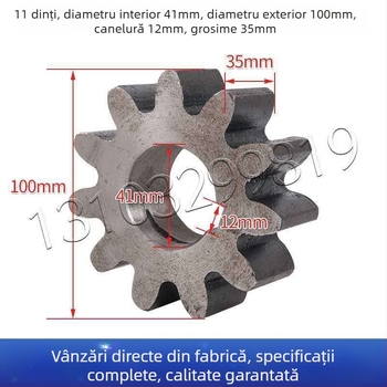 Pinion pentru mixer de ciment, dinți 10/11, tambur, rezervor rotund mic, oțel aliat