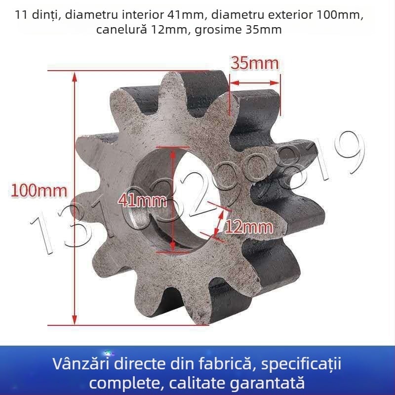 Pinion pentru mixer de ciment, dinți 10/11, tambur, rezervor rotund mic, oțel aliat