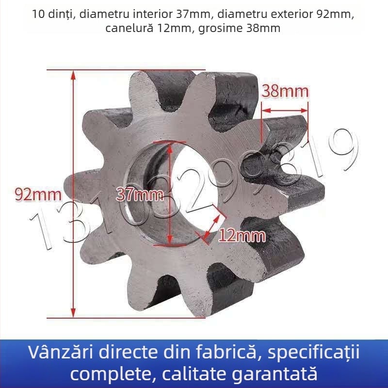 Pinion pentru mixer de ciment, dinți 10/11, tambur, rezervor rotund mic, oțel aliat