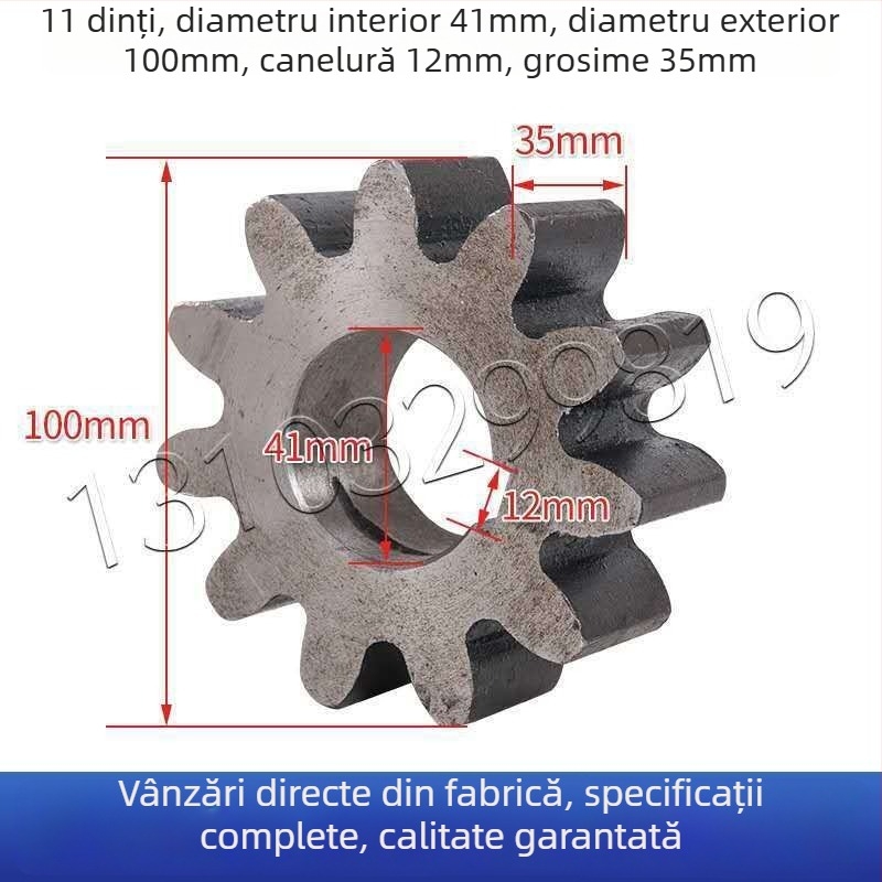 Pinion pentru mixer de ciment, dinți 10/11, tambur, rezervor rotund mic, oțel aliat