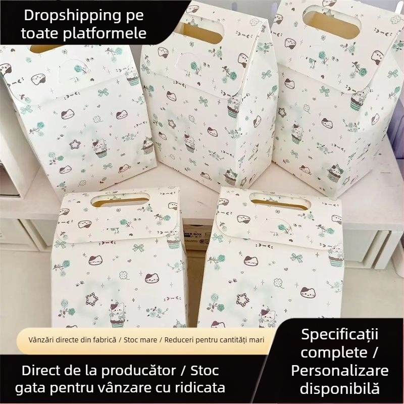 Cutie cadou cu pisicuță desen animat, mică geantă de cadou, ambalaj rafinat pentru bomboane