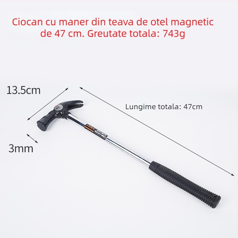 Ciocan cu mâner din plastic, cap curbat, pentru uz casnic și pe șantier, extragerea cuiurilor, cap din oțel