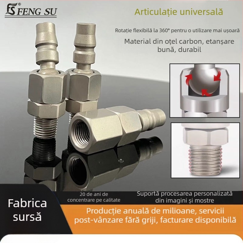 Cuplă pneumatică de înaltă calitate, tip C, pentru furtun de aer, conector masculin, rotire la 360°, cuplare rapidă, filet intern/extern