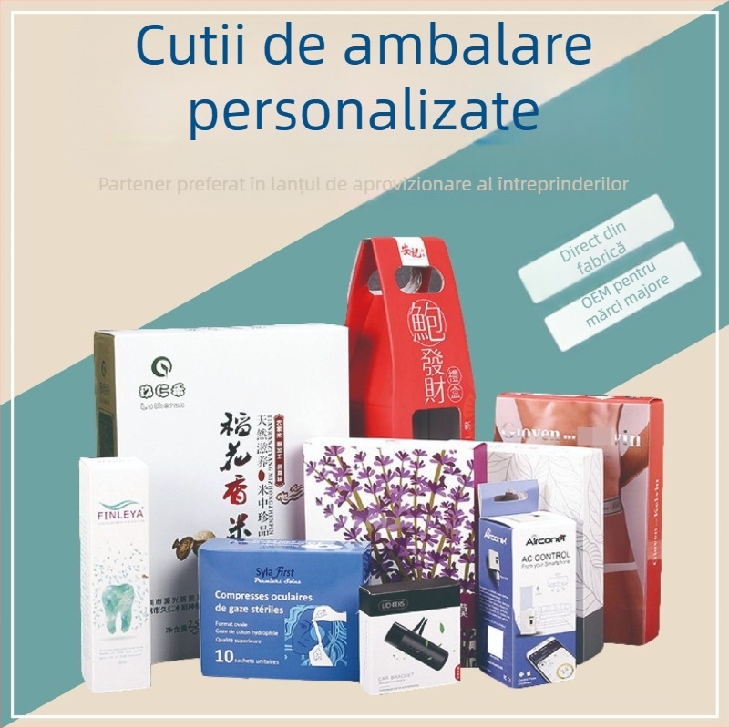 Cutie personalizată pentru frumusețe, flori și ceai, din carton alb pliabil, ambalaj cadou
