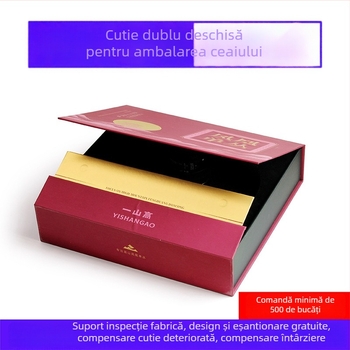 Cutie cadou pentru ceai, personalizată, cu deschidere dublă și capac flip-top, pentru frunze de ceai verde și negru