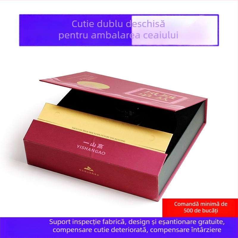 Cutie cadou pentru ceai, personalizată, cu deschidere dublă și capac flip-top, pentru frunze de ceai verde și negru