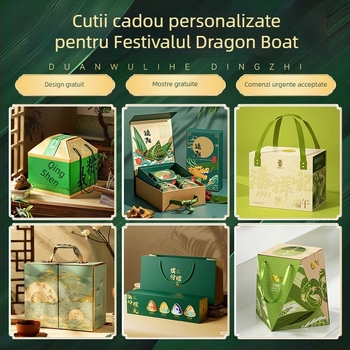 Cutie cadou de lux pentru Festivalul Dragonului, ambalaj pentru găluște de orez, personalizabil, cutie purtabilă