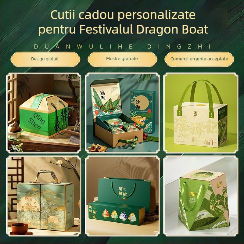 Cutie cadou de lux pentru Festivalul Dragonului, ambalaj pentru găluște de orez, personalizabil, cutie purtabilă