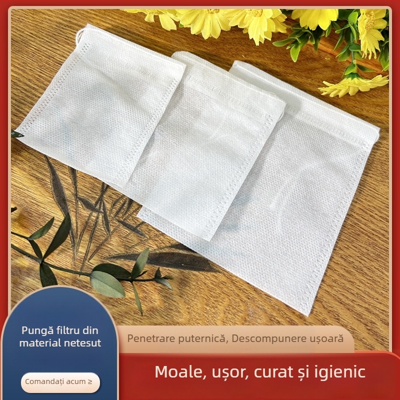 18×25 cm Pungi din plante medicinale din material nețesut, cu șnur – pungi de ceai de unică folosință