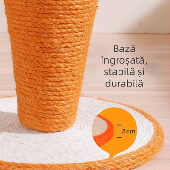 Coloană de zgâriere pentru pisici, în formă de morcov, cu cadru de cățărare integrat, din sisal, durabil, fără scame, potrivită pentru pisici mari