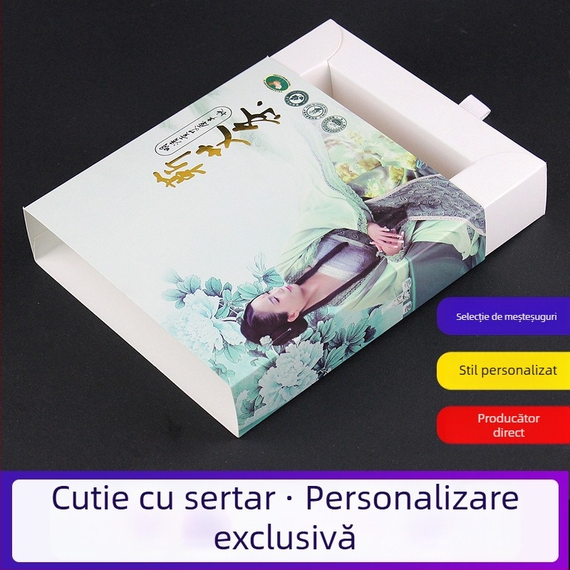 Cutie din kraft personalizată cu sertar pentru lenjerie, chiloti și șosete; cutie cadou color cu capac în două părți pentru ceai; cutie alb-negru