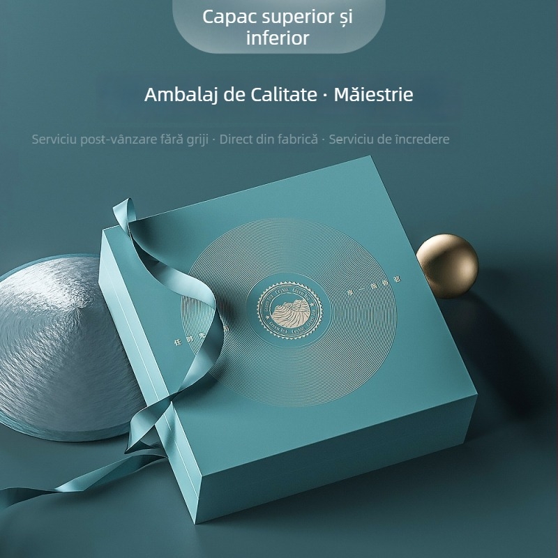 Cutie cadou personalizată pentru ceai și mooncake, ambalaj elegant de lux, imprimare în tiraje mici, imprimare UV și ștanțare cu folie argintie