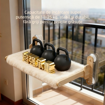Hamac suspendat pentru pisici, pentru geam din sticlă și balcon — căldură de iarnă, suport cu ventuză, adăpost-capsulă spațială
