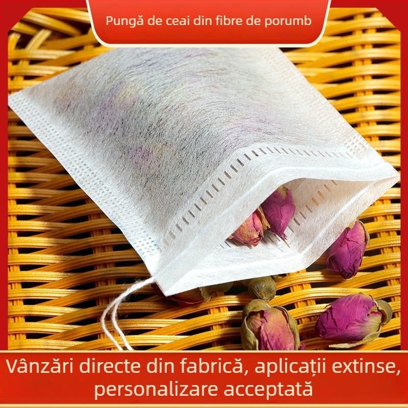 100 de pungi de ceai din fibre de porumb, filtre de ceai de unică folosință, dimensiune completă, pentru ceai cu perle și condimente