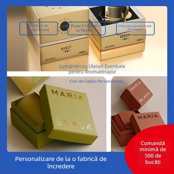 Cutie de ambalare pentru lumânări aromatice cu capac din două părți, ambalaj pentru cosmetice și ceai, cutie cadou de lux personalizabil cu ștanțare cu aur