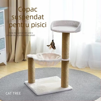 Mobilier pentru pisici pentru mari feline: cuib cu hamac, platformă de sărit, cadru de cățărare și stâlp de zgâriere