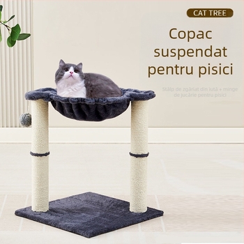 Mobilier pentru pisici pentru mari feline: cuib cu hamac, platformă de sărit, cadru de cățărare și stâlp de zgâriere