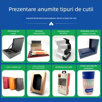Cutie cadou pentru ceai cu deschidere dublă, în stil chinezesc, din hârtie specială cu relief și ștampilă aurie