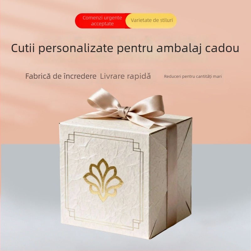 Cutie cadou premium cu capac și bază pentru Mooncakes și ceai, cu ștampilare aurie și laminare UV, din carton rigid, personalizabil