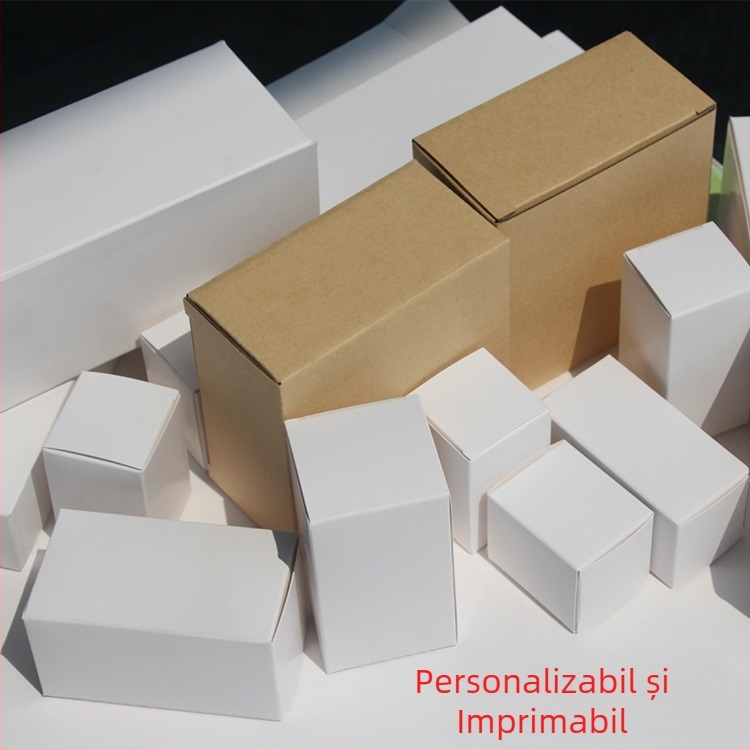 Cutii Kraft carton personalizate pentru ceai, alimente și cosmetice – ambalaj cadou cu tavă pliabilă, carton ondulat, alb sau color