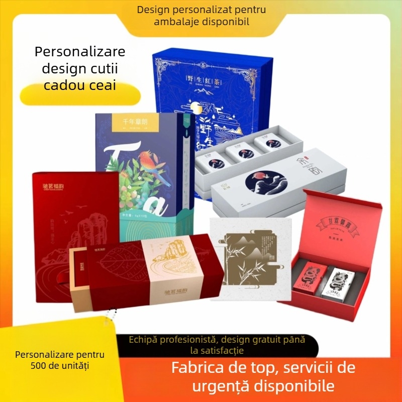 Cutie personalizată pentru ambalarea ceaiului cu capac dublu, cutie cadou imprimată
