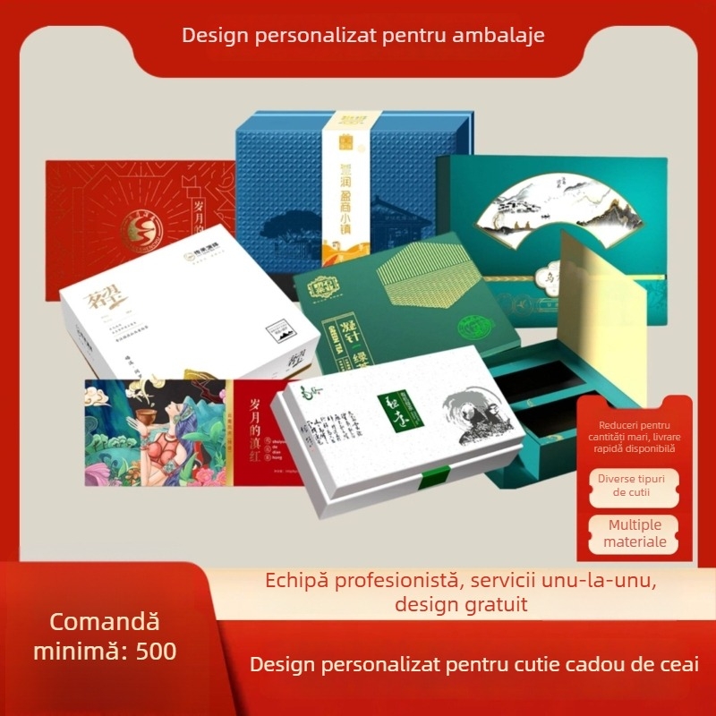 Cutie personalizată pentru ambalarea ceaiului cu capac dublu, cutie cadou imprimată