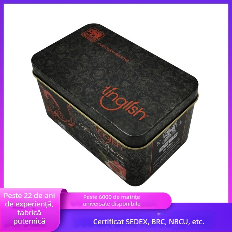 Cutie metalică personalizată pentru ceai Tieguanyin (oolong), cutie dreptunghiulară din metal