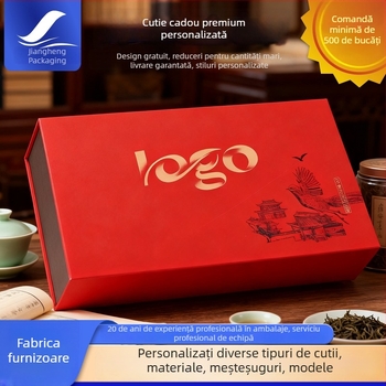 Cutie în formă de carte cu capac rabatabil pentru ceai în doze mici – Jin Jun Mei Zhengshan Xiaozhong ceai negru, cutie cadou goală