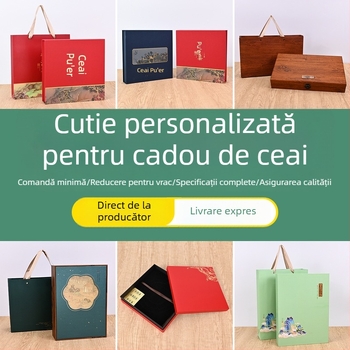 Cutie cadou de ceai de lux, cu capac personalizabil, pentru ceai verde de primăvară — cutie goală pentru logo