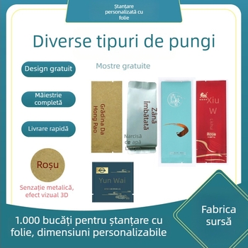 Sac de ambalaj imprimat pentru ceai alb, cu folie de aluminiu în interior, pungă cu bule groasă, personalizare prin ștampilare la cald