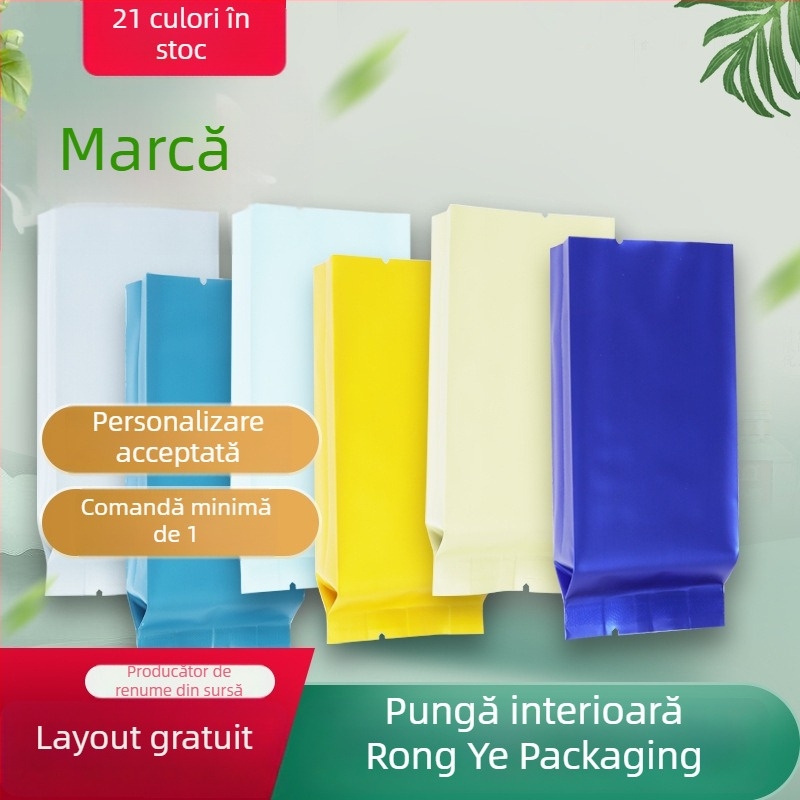 Sac de ambalaj imprimat pentru ceai alb, cu folie de aluminiu în interior, pungă cu bule groasă, personalizare prin ștampilare la cald