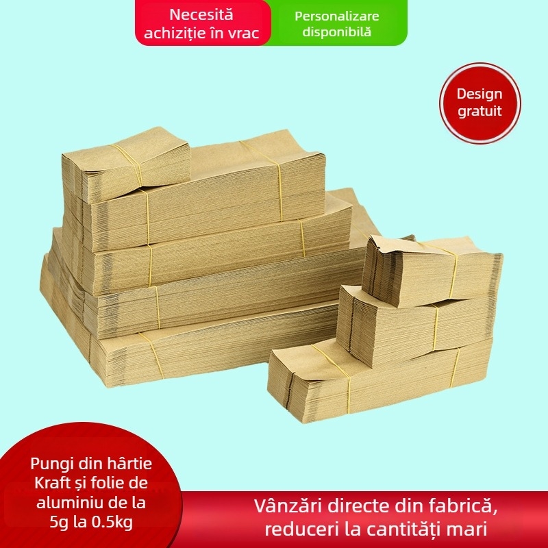 Sac de ambalaj imprimat pentru ceai alb, cu folie de aluminiu în interior, pungă cu bule groasă, personalizare prin ștampilare la cald